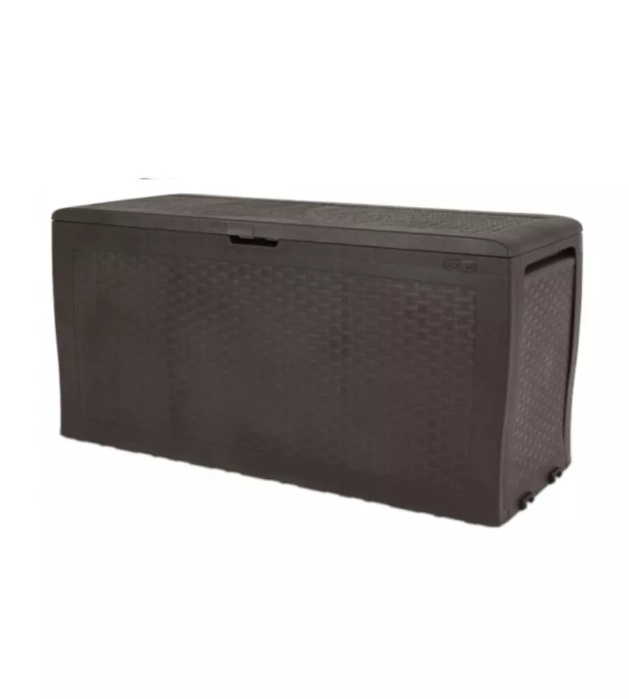 Baule da esterno con ruote keter "samoa" in resina marrone 270 lt 116x44,7x57 cm