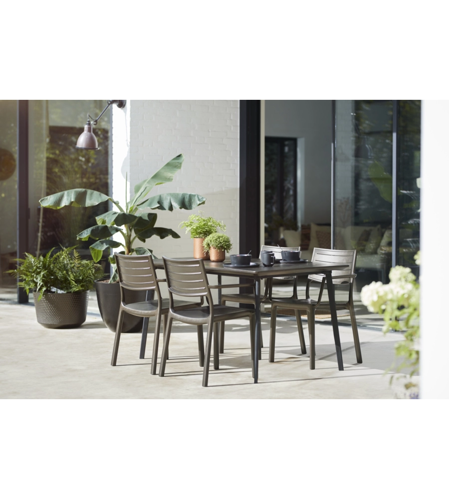 Tavolo da esterno keter "metalea" in polipropilene bronzo 146x87x75 cm