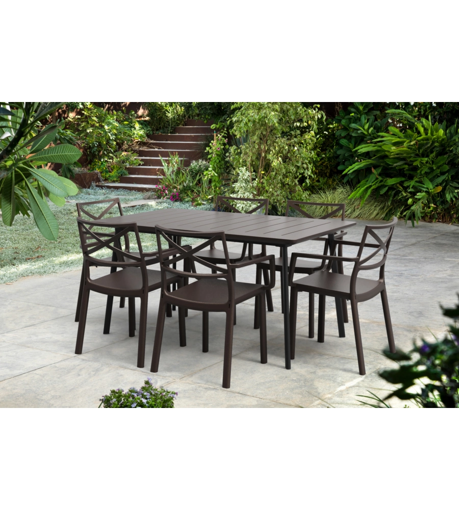 Tavolo da esterno keter "metalea" in polipropilene bronzo 146x87x75 cm