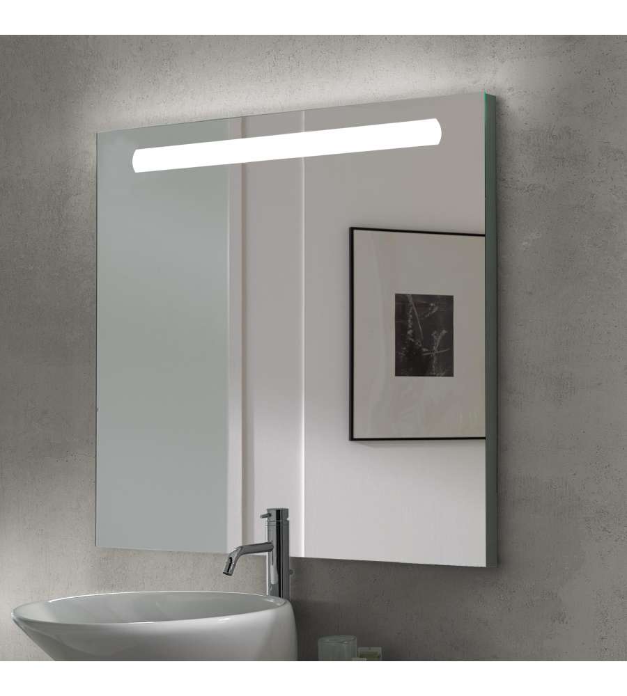 Specchio con ripiano Girona 60 e 80 cm di Larghezza Illuminazione Specchio da Parete Specchio da Bagno Bianco Sieper. 