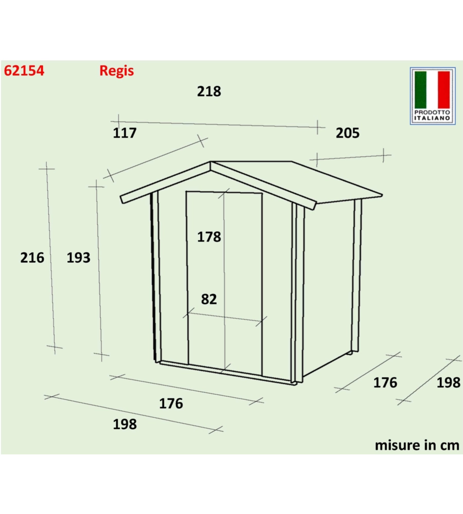 Casetta in legno da giardino alce "regis" in abete 198x198x216 cm