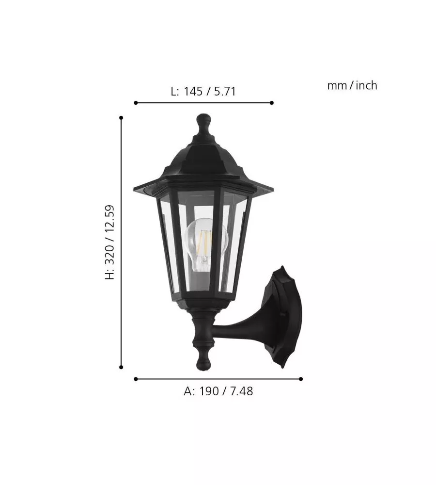 Applique da esterno eglo 'duanera' nero 28w
