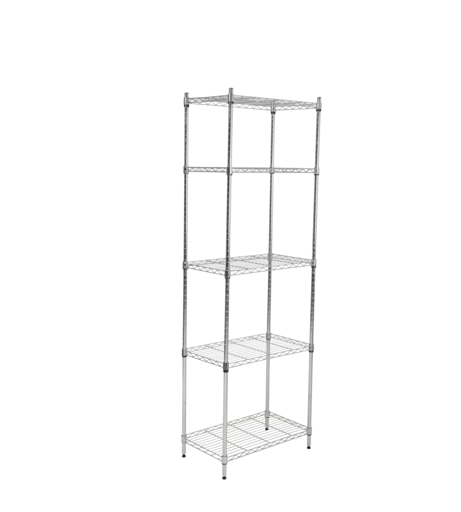 Scaffale ad incastro easy system in metallo cromato 5 ripiani, 59x34x174 cm