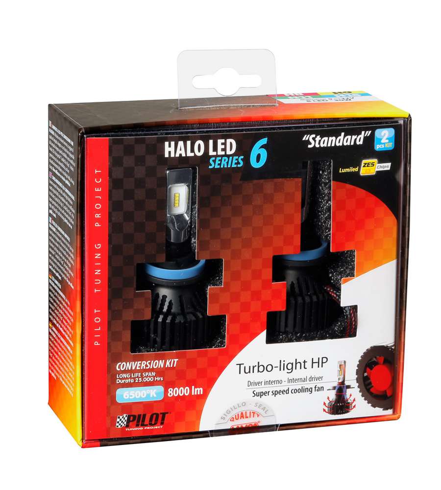 LAMPADE LED PER AUTO 9-32V HALO LED SERIE 6 STANDARD - (H8-H9-H11-H16) - 30W - PGJ19-X - 2 PZ  - SCATOLA  57786