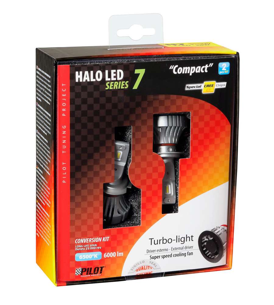 FARI A LED PER AUTO 9-32V HALO LED SERIE 7 COMPACT - (H7) - 36W - PX26D - 2 PZ  - SCATOLA  57778