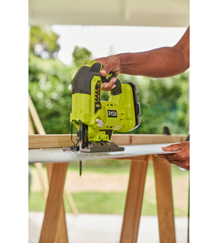 Seghetto alternativo pendolare a batteria ryobi "r18js-0" 25mm 18v, solo corpo macchina