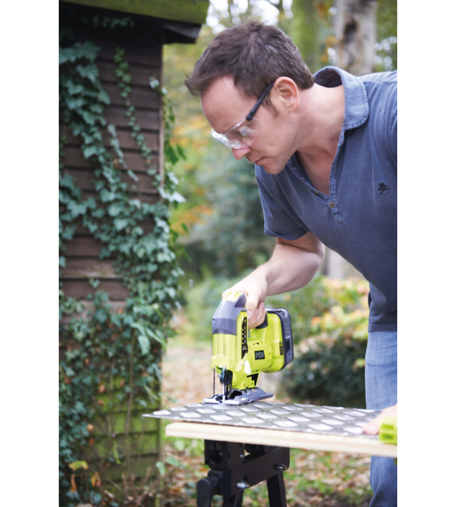 Seghetto alternativo pendolare a batteria ryobi "r18js-0" 25mm 18v, solo corpo macchina