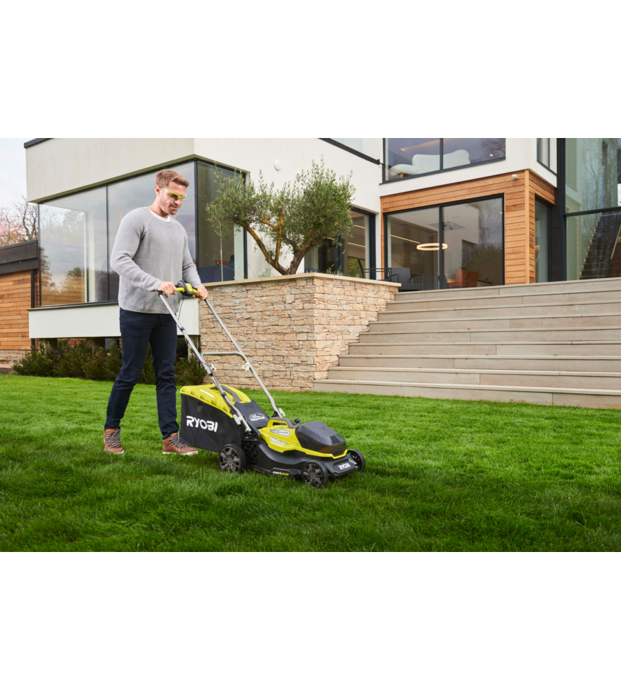Tagliaerba a batteria ryobi "ry18lm37a-140" taglio 37cm 18v, batteria 4ah inclusa