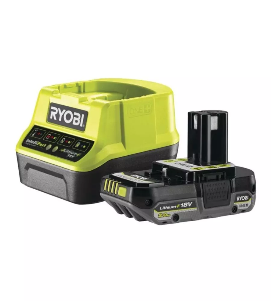 Kit caricabatterie singolo e batteria di ricambio ryobi "rc18120-120c" 18v 2ah