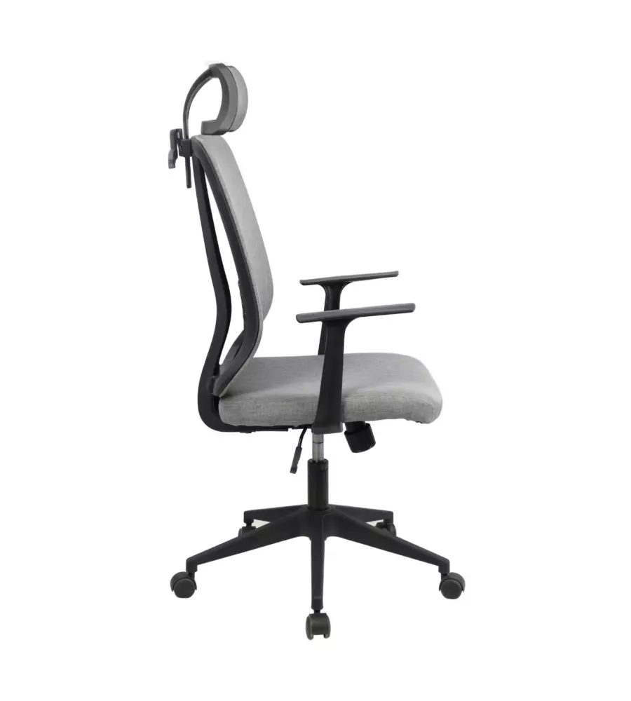 SEDIA DA UFFICIO TRASPIRANTE BELLAHOME "YALE" CON BRACCIOLI, POGGIATESTA REGOLABILE, APPENDIGIACCA IN TESSUTO GRIGIO 62X65X114-123 CM