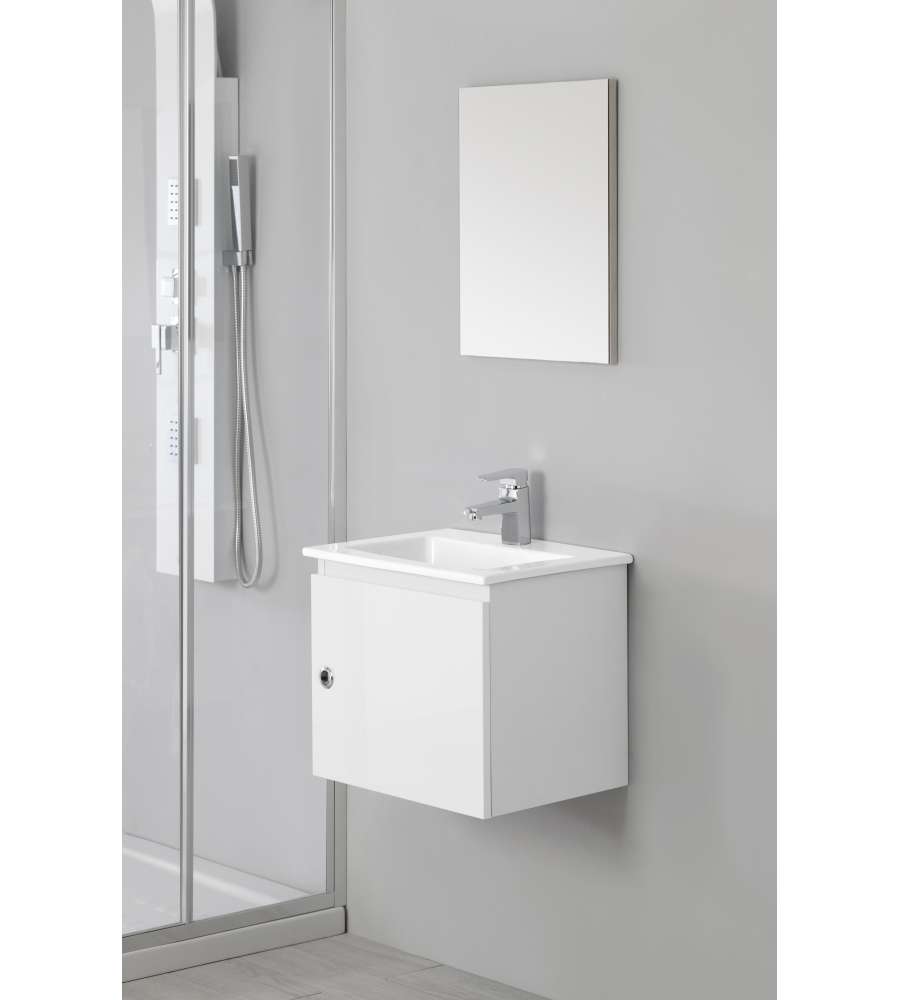 Mobile lavabo con specchio e lavandino colore bianco 81 x 46,5 x 49 cm Movian Sauldre 