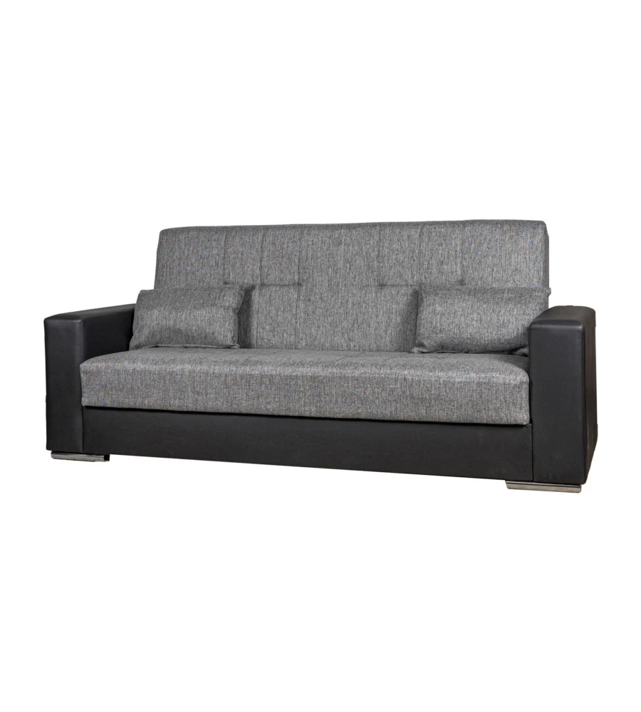 Divano letto "padova" 3 posti nero e grigio, 230x93x97 cm