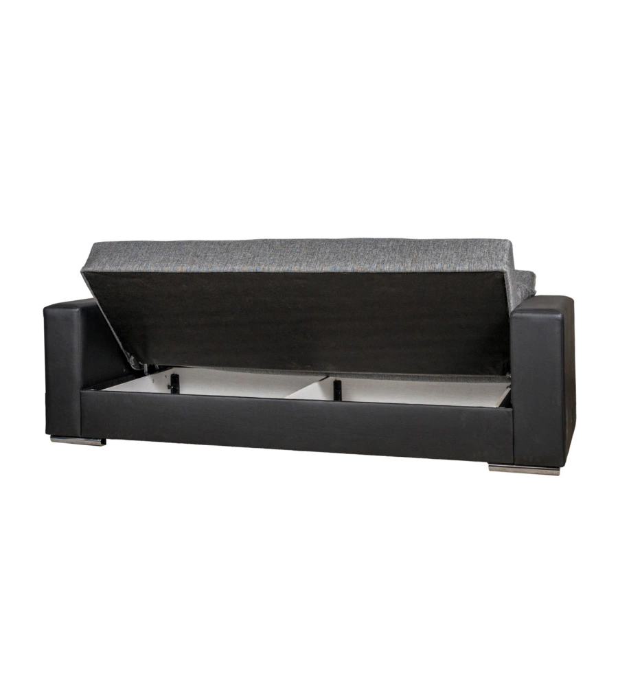 Divano letto "padova" 3 posti nero e grigio, 230x93x97 cm