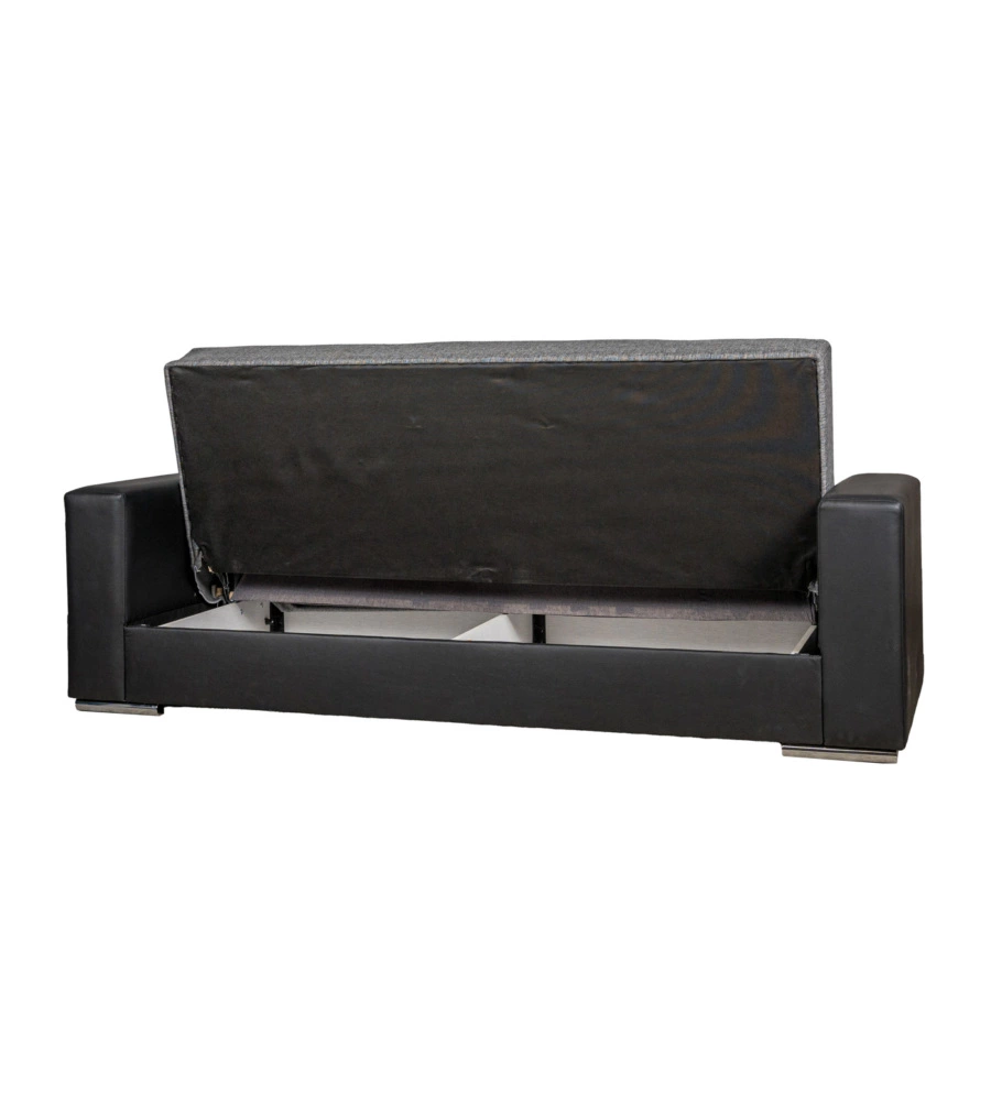 Divano letto "padova" 3 posti nero e grigio, 230x93x97 cm