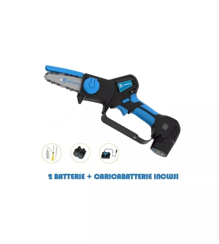 Potatore a catena a batteria campagnola "t-cat" barra 10cm, 2 batterie 12,6v 2,5ah