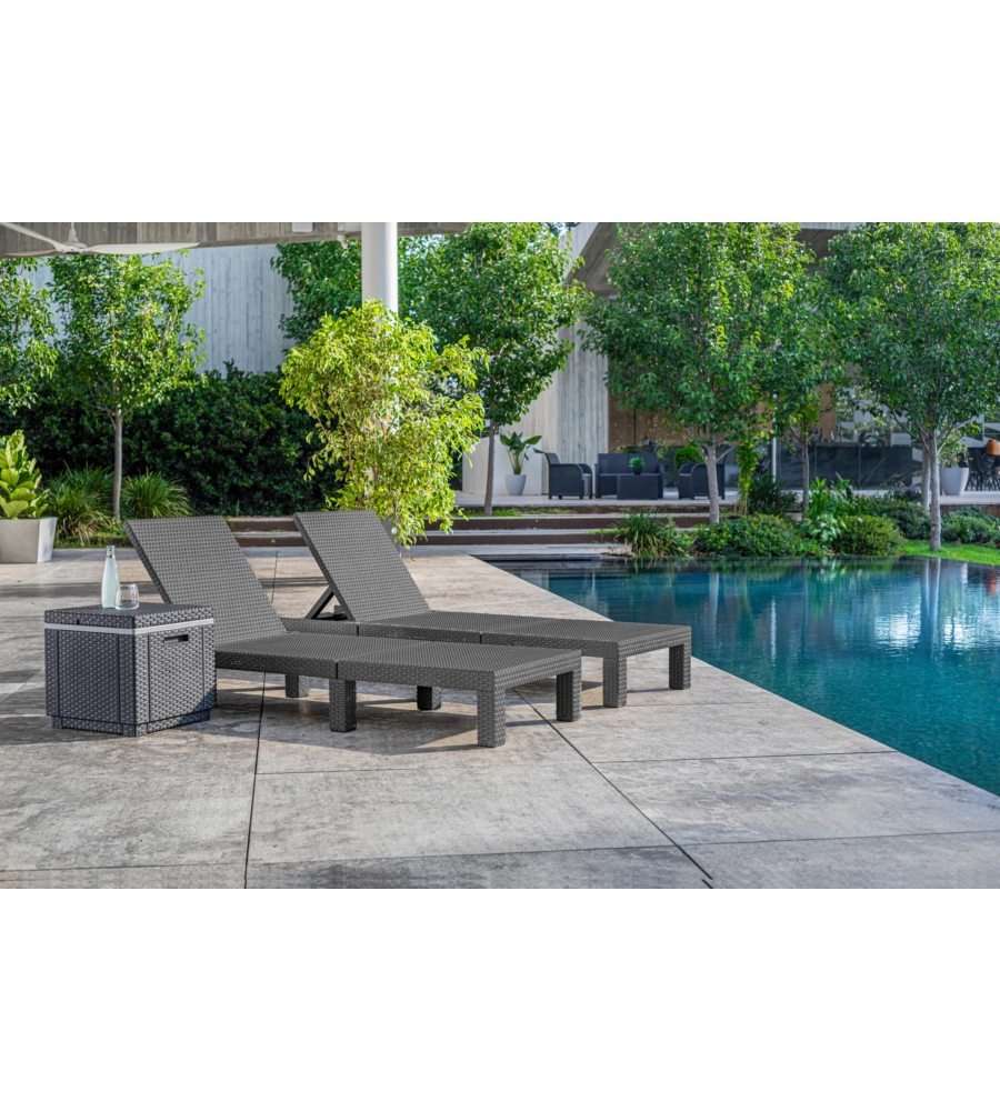 Set 2 pezzi lettino prendisole "daytona sunlounger" colore grafite, 187,5x58x29 cm - keter