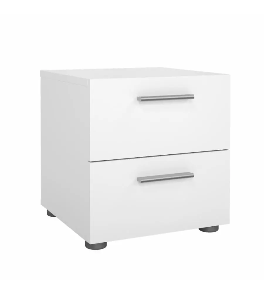 Comodino 2 cassetti "pepe" bianco 40x40,2x42,3 cm