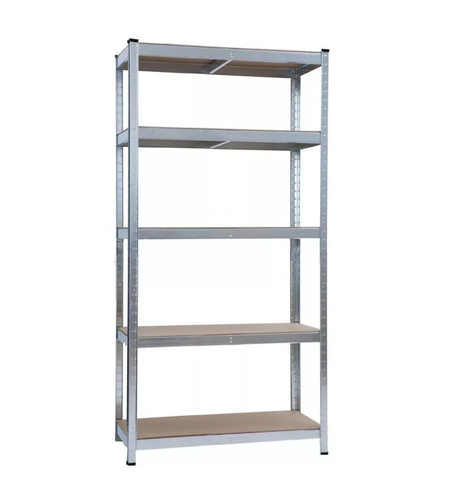 Scaffale metallico regolabile 5 ripiani essenza 180x90x40 cm