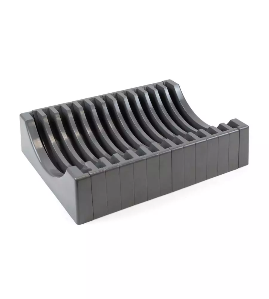Organizer per piatti in plastica grigia, max 13 piatti