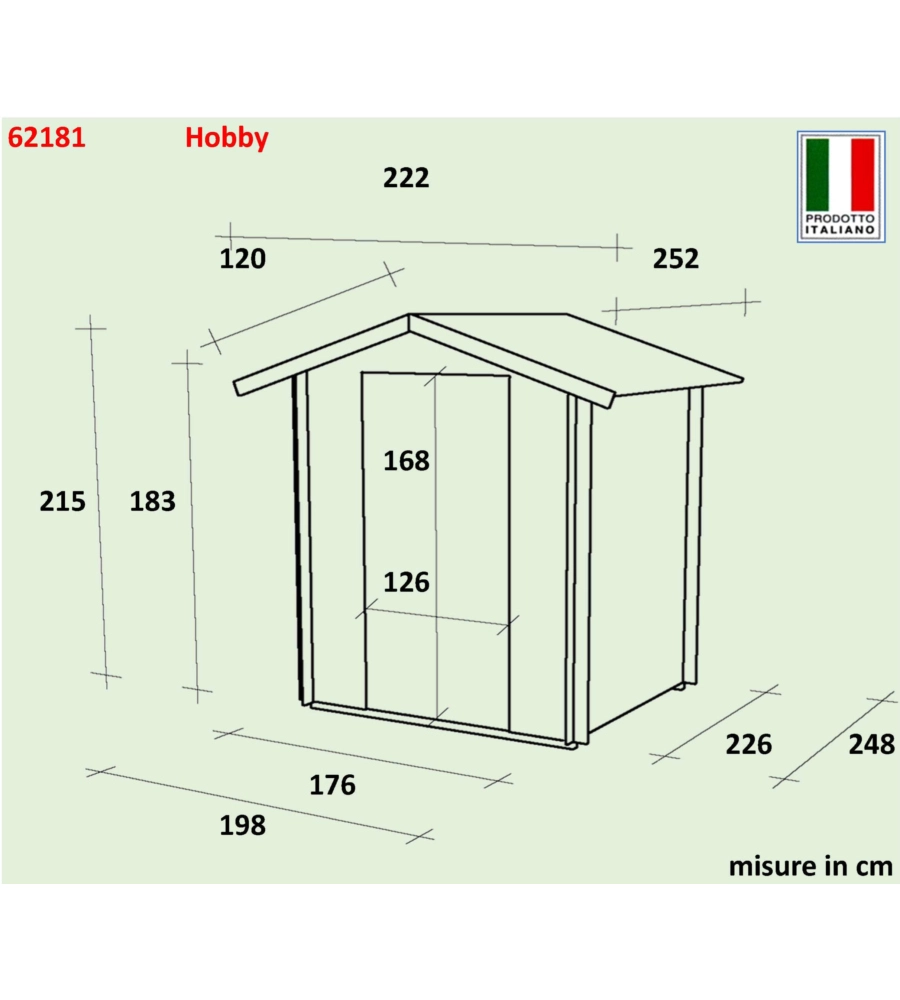 Casetta in legno da giardino alce "hobby" in abete 198x248x215h cm