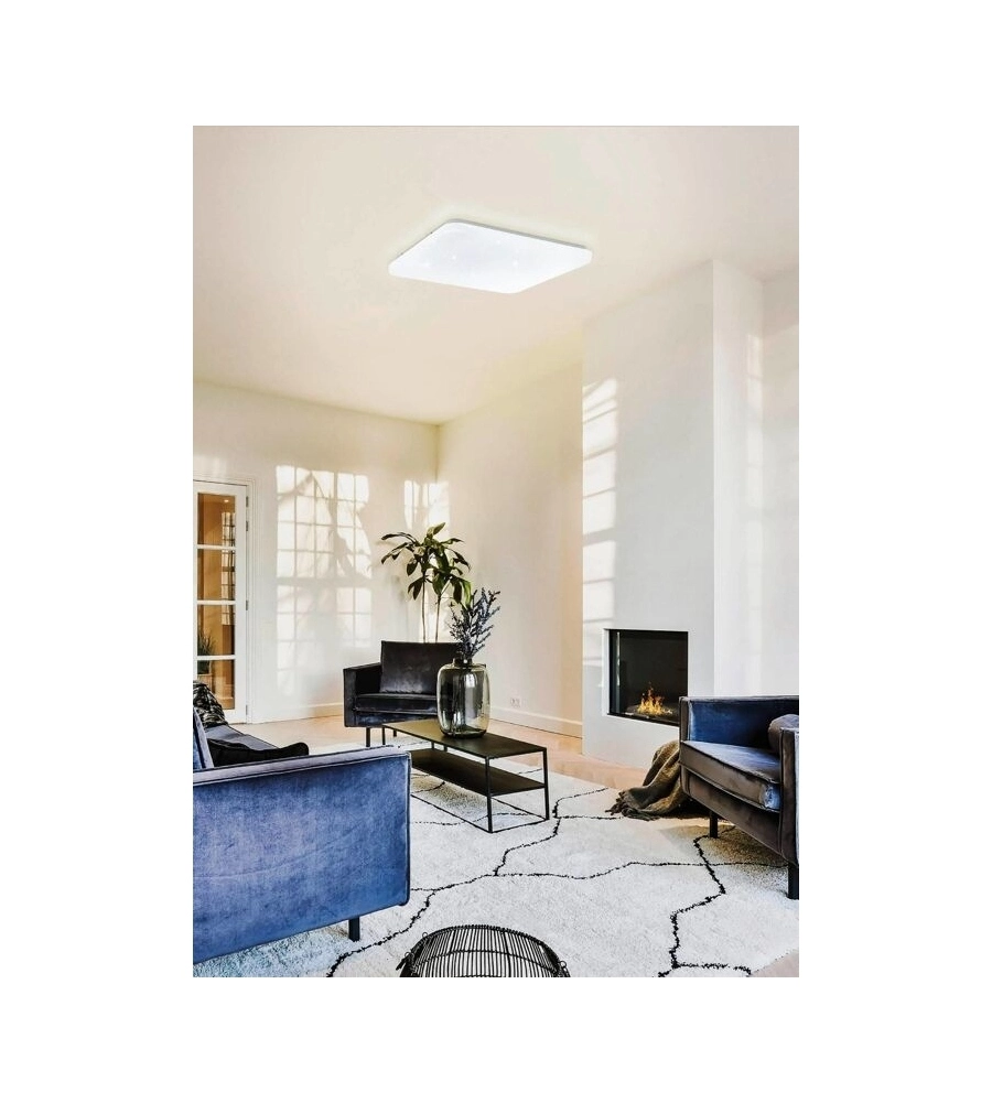 Plafoniera led da interno eglo "frania-s" bianco quadrata effetto stellato 4000k 33x33cm