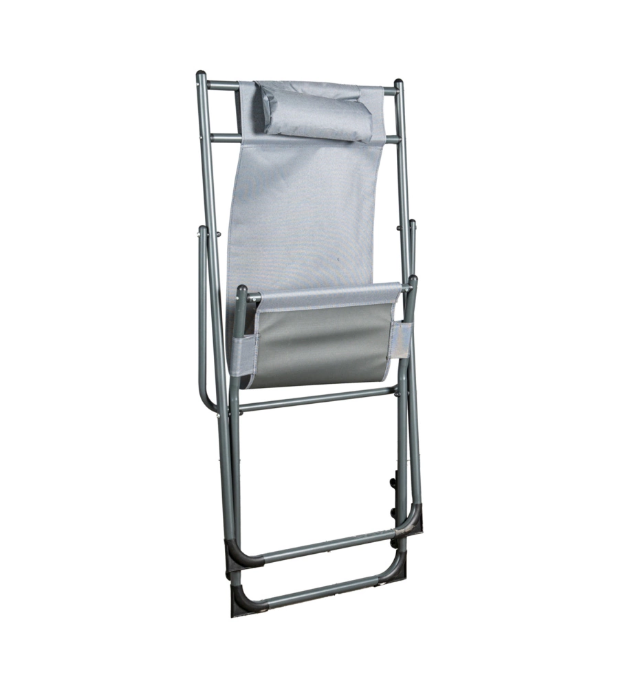 Sdraio da esterno eurogarden "relax" in acciaio e tessuto grigio con cuscino e regolabile 3 posizioni 91x51x31/70 cm