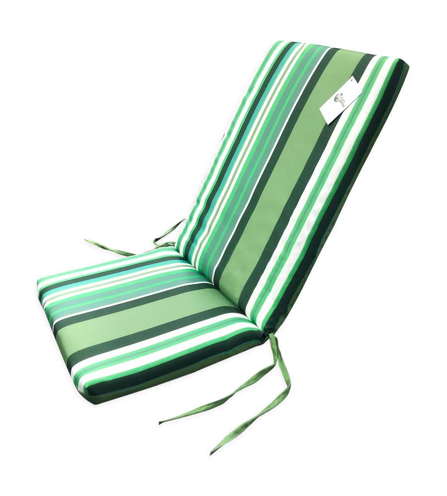 Cuscino per sedia da esterno con schienale e fantasia a righe verde,  35+55x40 cm