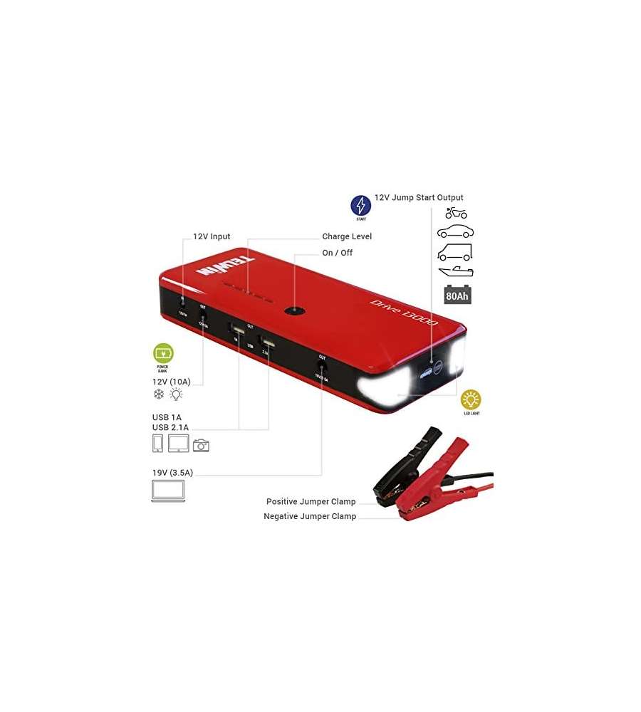 Avviatore portatile multifunzione Telwin Drive 13000 - batteria al litio a  12 V 8004897948447