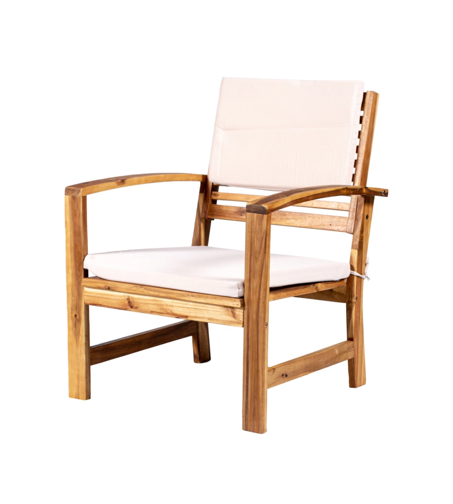Set da giardino eurogarden "sassari" in legno con cuscini beige 4 sedute e tavolino