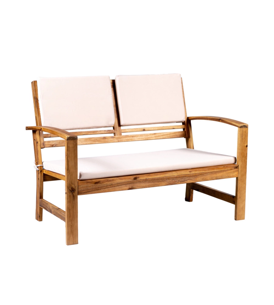 Set da giardino eurogarden "sassari" in legno con cuscini beige 4 sedute e tavolino