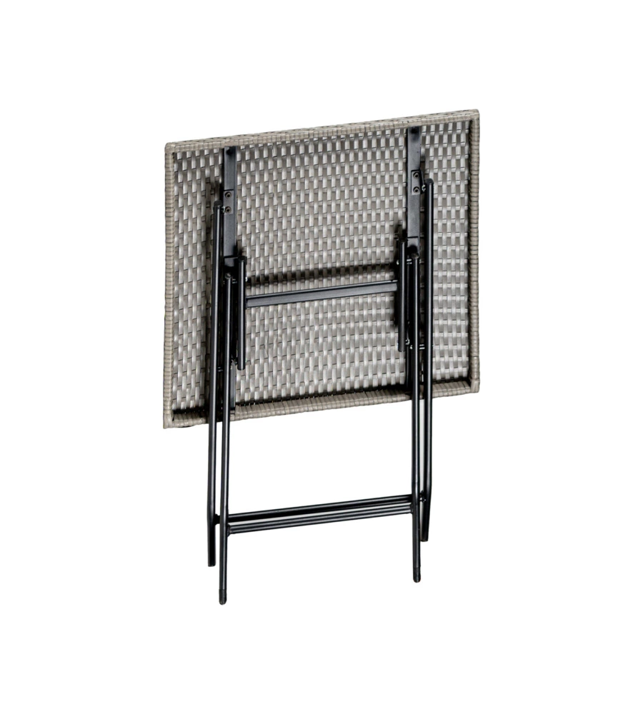 Set da esterno pieghevole eurogarden "chicago" in acciaio e pe rattan grigio 2 sedute e tavolino