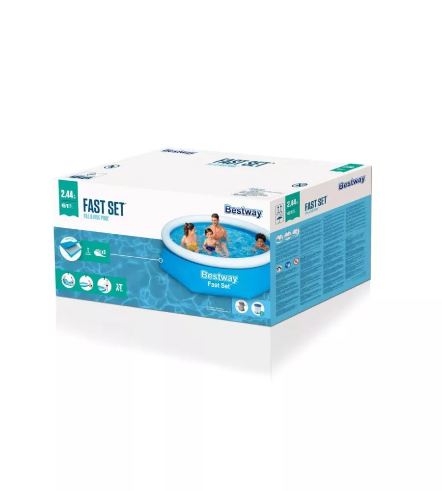 Piscina fuori terra autoportante rotonda bestway "fast set" con pompa e filtro a cartuccia 244x61 cm - cod. 57450