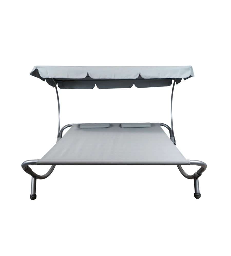 Lettino amaca da esterno eurogarden in acciaio e textilene con tettuccio grigio 173x196x175 cm