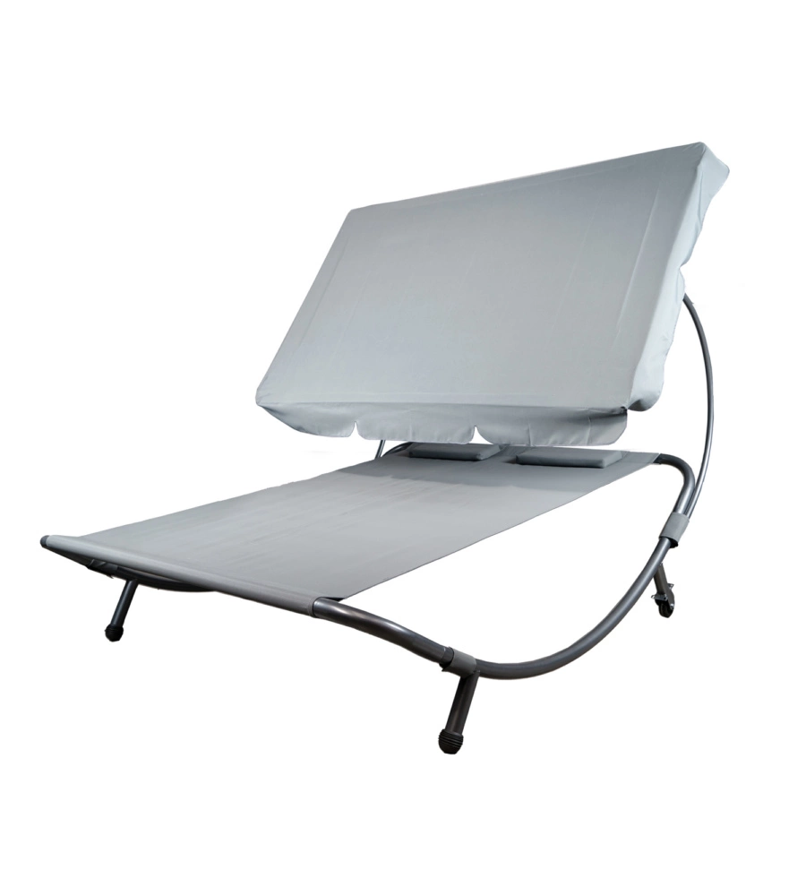 Lettino amaca da esterno eurogarden in acciaio e textilene con tettuccio grigio 173x196x175 cm