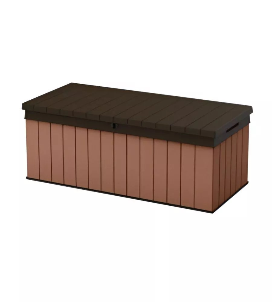 Baule da esterno keter "darwin box 100g" in resina marrone 380 lt 142,9x65,5x54,4 cm