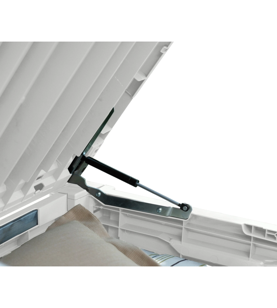 Baule da esterno keter "brightwood pool box" in resina bianco 454 lt 145x69,7x60,3 cm
