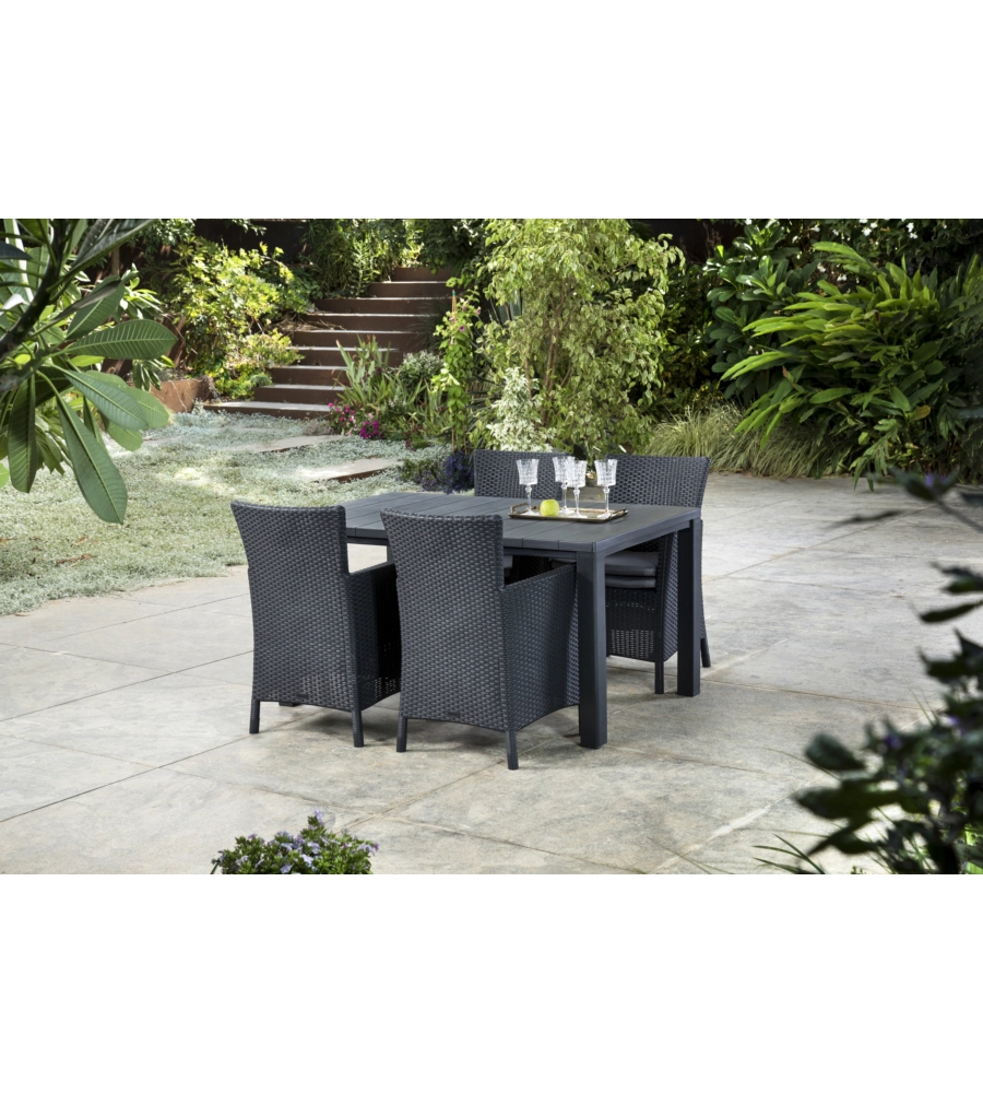 Poltrona da giardino "iowa dining chair" con cuscino colore grafite, 89x60x62 cm - keter