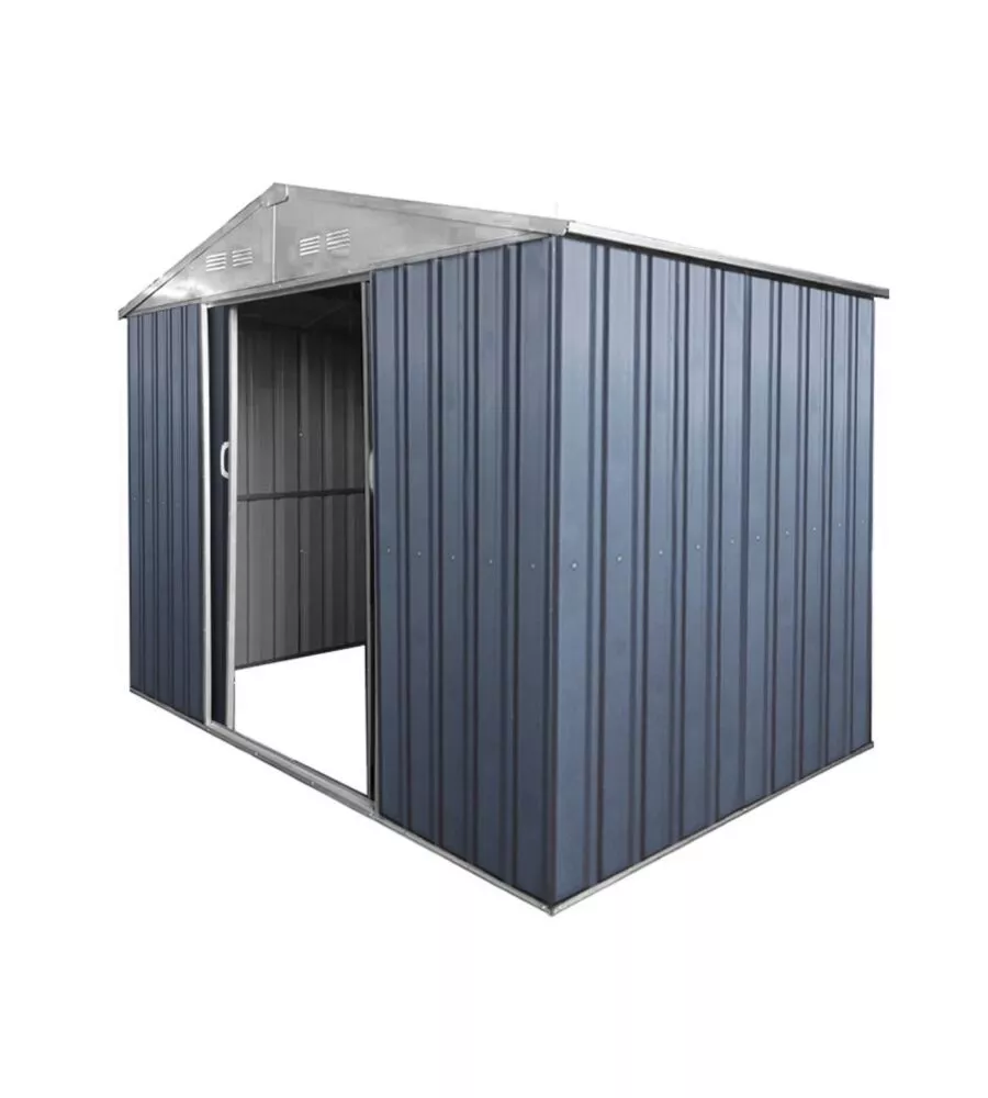 Casetta in lamiera zincata domus "xl" grigia con porte scorrevoli 268x300x194 cm