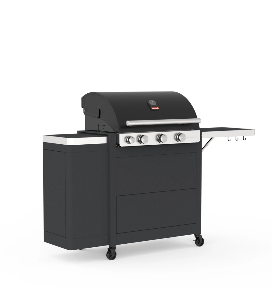 Barbecue a gas barbercook "stella" con vano separato portabombola e telo di copertura in omaggio 3 bruciatori