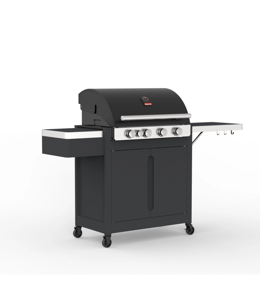 Barbecue a gas barbercook "stella" con bruciatore laterale a infrarossi e telo di copertura in omaggio 5 bruciatori