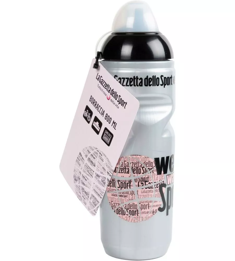 Borraccia per bicicletta gazzetta dello sport grigio perlato in plastica, 800 ml