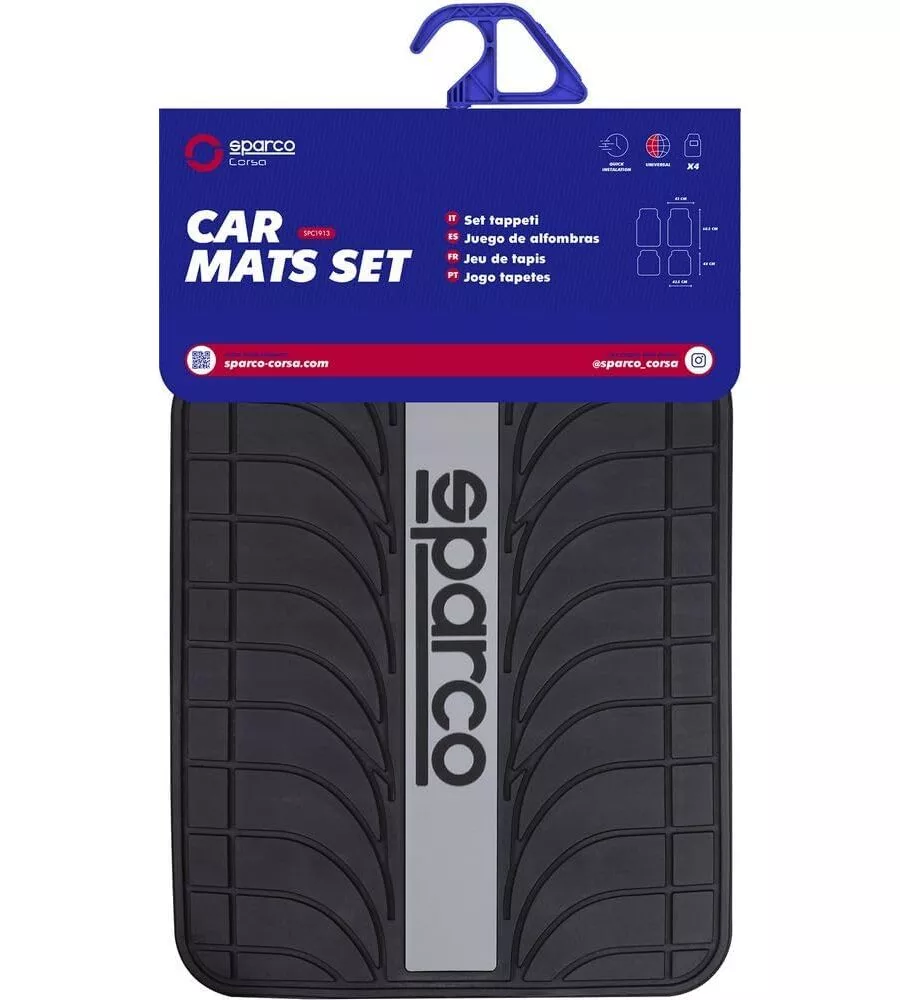 Set 4 tappetini auto sparco grigio