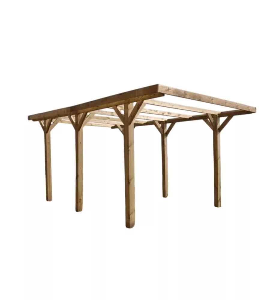 Carport auto in legno senza copertura 1 posto 3,04x5,12x2,33 mt