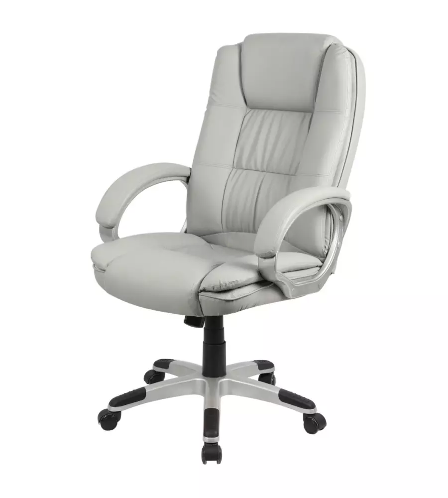 Sedia ufficio bellahome "columbia" con braccioli in ecopelle grigio 66,5x70x109-118 cm