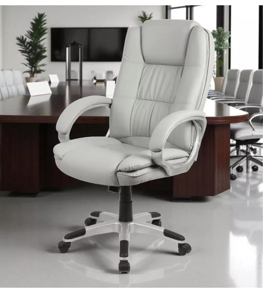 Sedia ufficio bellahome "columbia" con braccioli in ecopelle grigio 66,5x70x109-118 cm