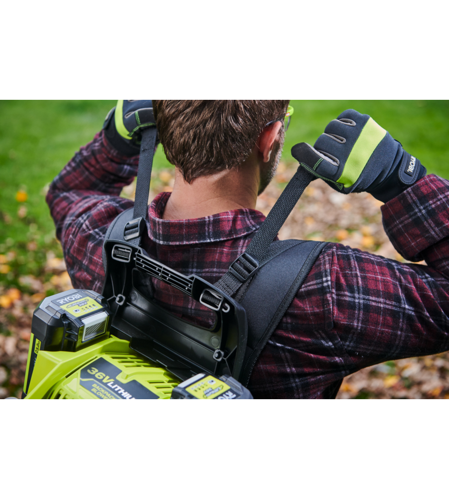 Soffiatore a zaino a batteria ryobi ry36bpxa-0 36v, solo corpo macchina