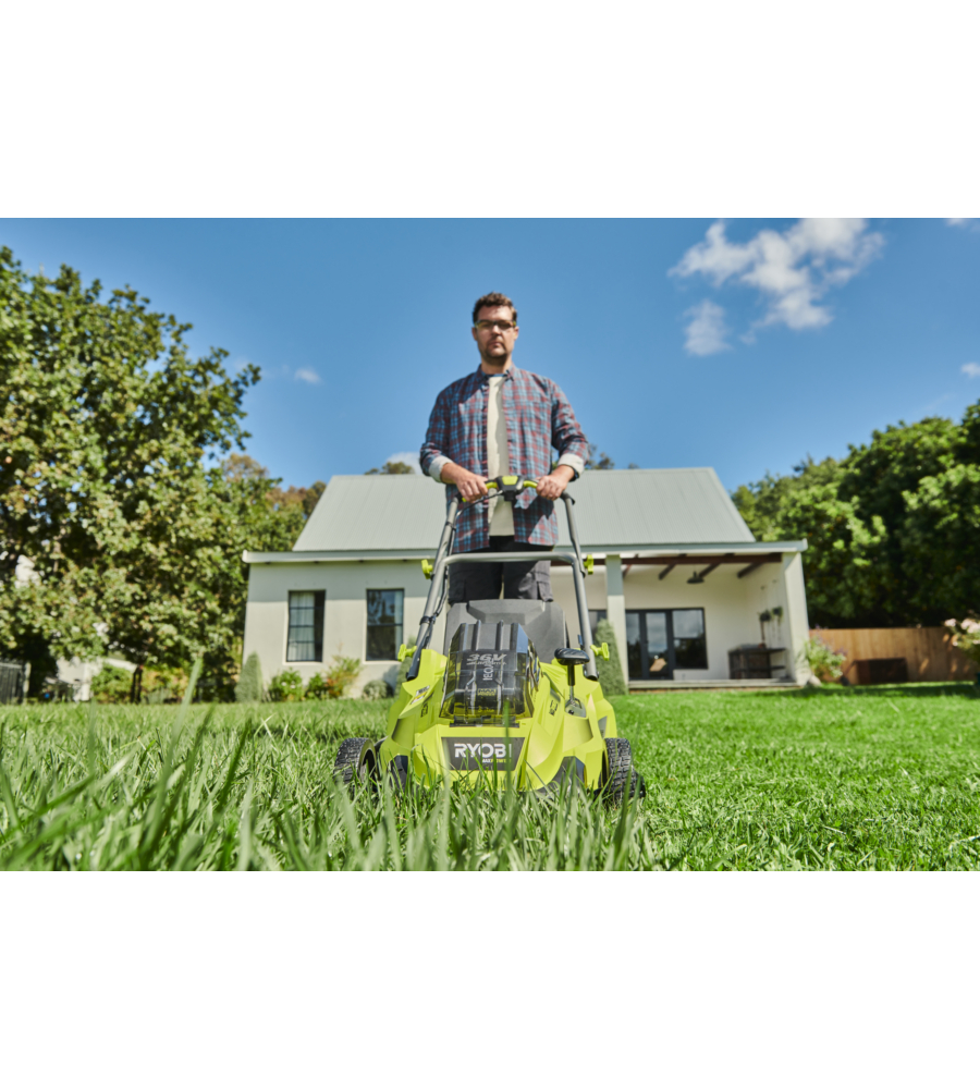 Tagliaerba a batteria trazionato ryobi "rlm36x46h50pg" taglio 46 cm 36v, batteria 5.0 ah inclusa