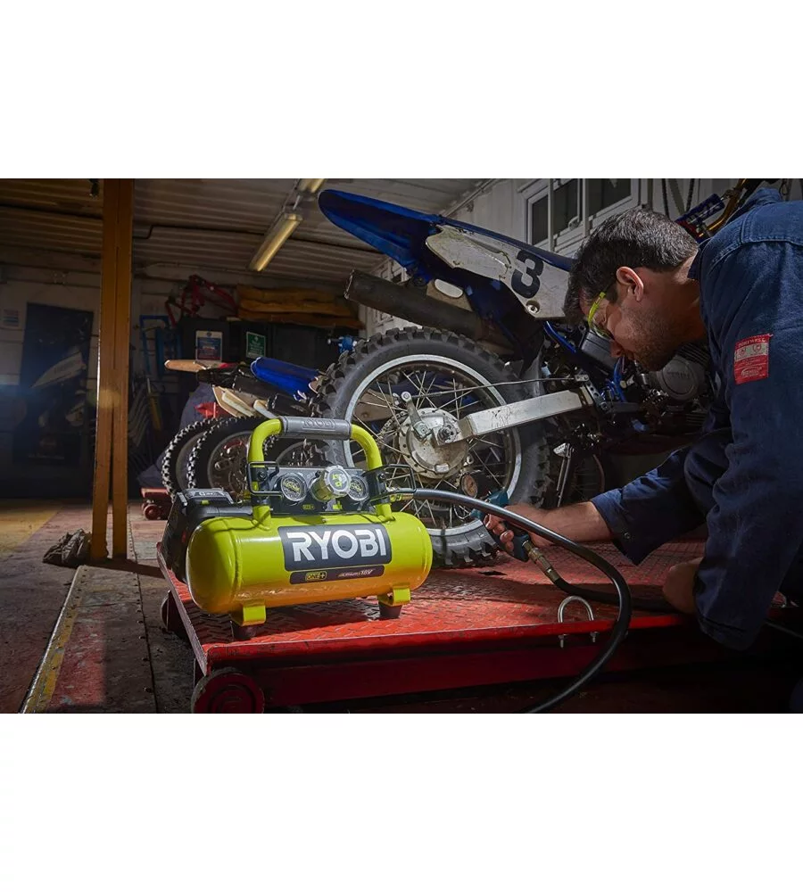 Compressore aria portatile a batteria ryobi "r18ac-0" 3,8l 18v solo corpo macchina