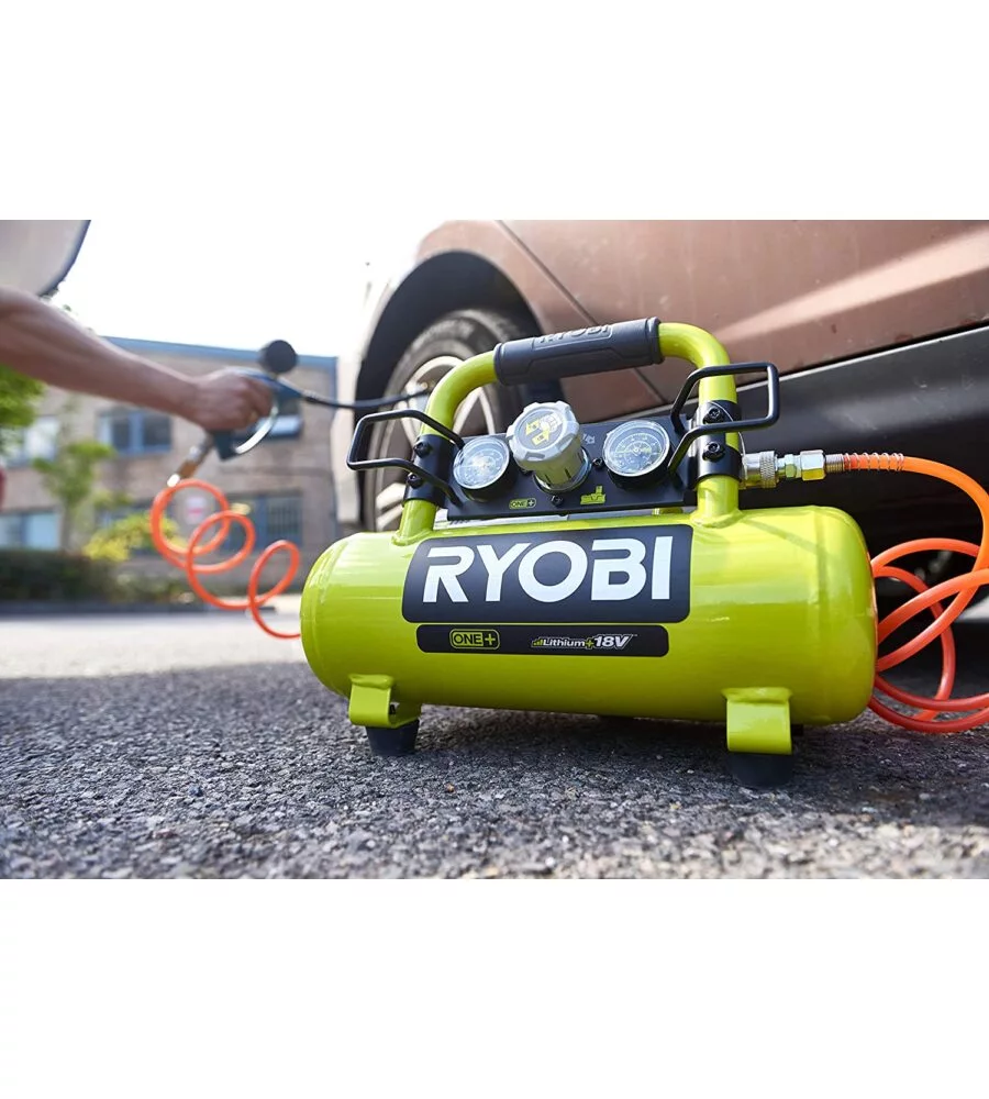 Compressore aria portatile a batteria ryobi "r18ac-0" 3,8l 18v solo corpo macchina
