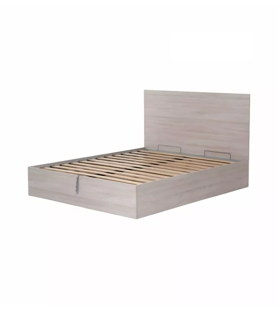 Letto matrimoniale "hi box" olmo naturale con rete e contenitore 160x190 cm